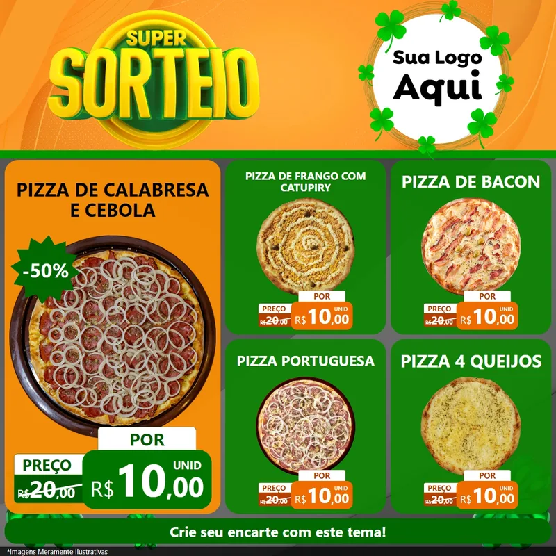 Modelo de Rede Social para Feed Facebook com o tema Super Sorteio para Pizzaria