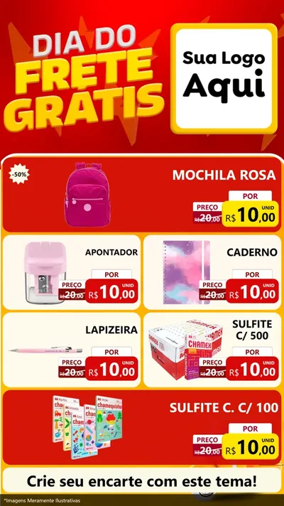 Modelo de TV para TV Vertical com o tema Dia do Frete Grátis para Papelaria