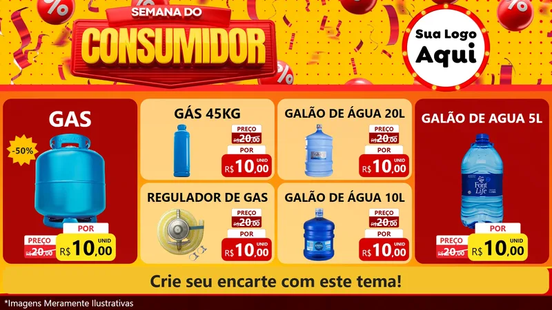 Modelo de TV para TV Horizontal com o tema Semana do Consumidor para Água e gás