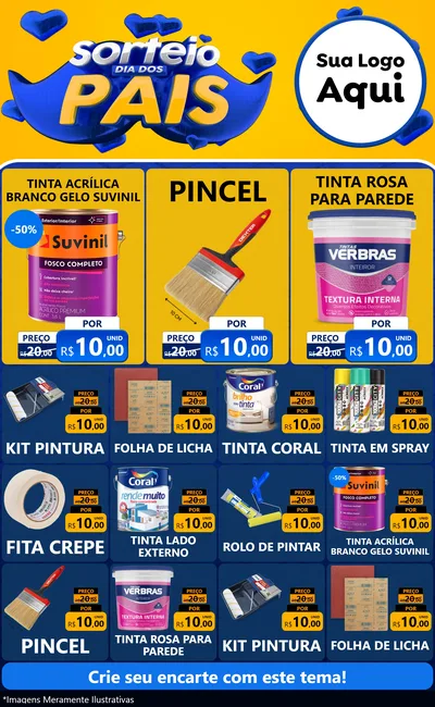 Modelo de Encarte para Encarte Grande com o tema Sorteio Dia dos Pais para Tintas e Ferramentas