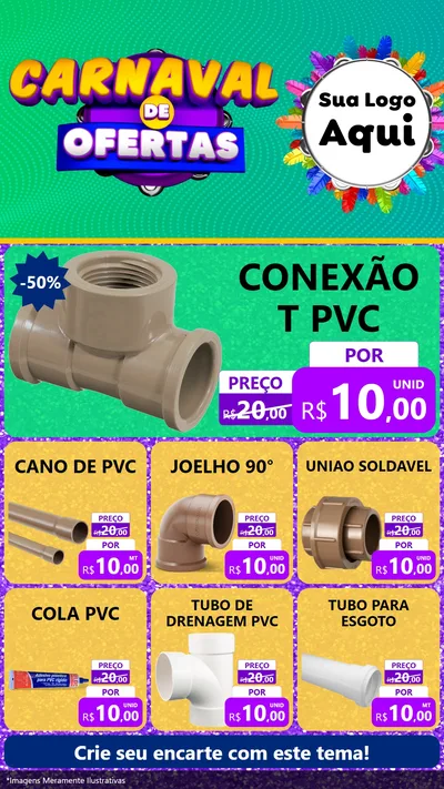 Modelo de Rede Social para Stories com o tema Carnaval de Ofertas para Tubos e conexões