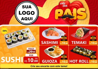 Modelo de Encarte para Encarte A4 Horizontal com o tema Mês Dos Pais para Comida japonesa