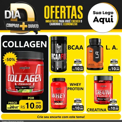 Modelo de Rede Social para Feed Facebook com o tema Dia D Mais Economia para Suplementos alimentares