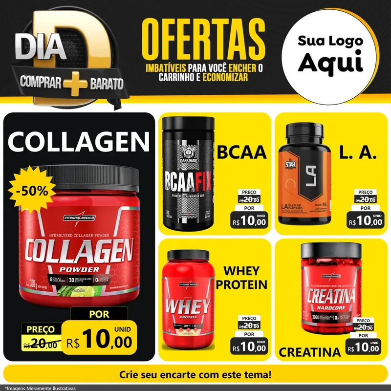 Modelo de Rede Social para Feed Facebook com o tema Dia D Mais Economia para Suplementos alimentares