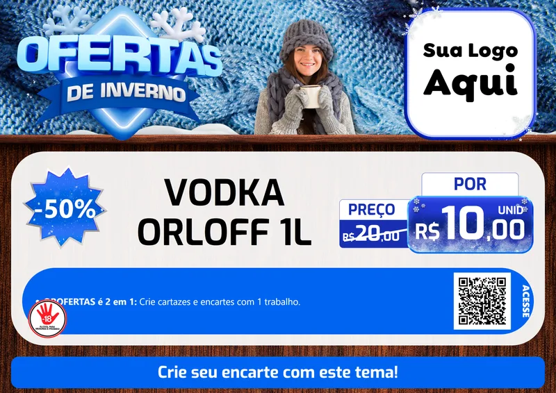Modelo de Cartaz para Cartaz A4 Horizontal com o tema Ofertas de Inverno para Distribuidora de bebidas
