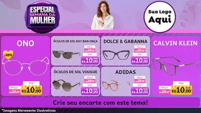 Modelo de TV para TV Horizontal com o tema Especial Semana da Mulher para Óticas