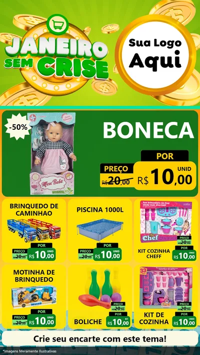 Modelo de Rede Social para Stories com o tema Janeiro Sem Crise para Brinquedos
