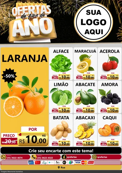 Modelo de Encarte para Encarte A4 Vertical com o tema Ofertas de Fim de Ano para Hortifrúti