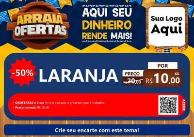 Modelo de Cartaz para Cartaz A4 Horizontal com o tema Arraiá de Ofertas - Junina para Hortifrúti