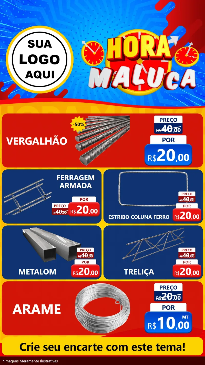 Modelo de TV para TV Vertical com o tema Hora Maluca para Ferragens