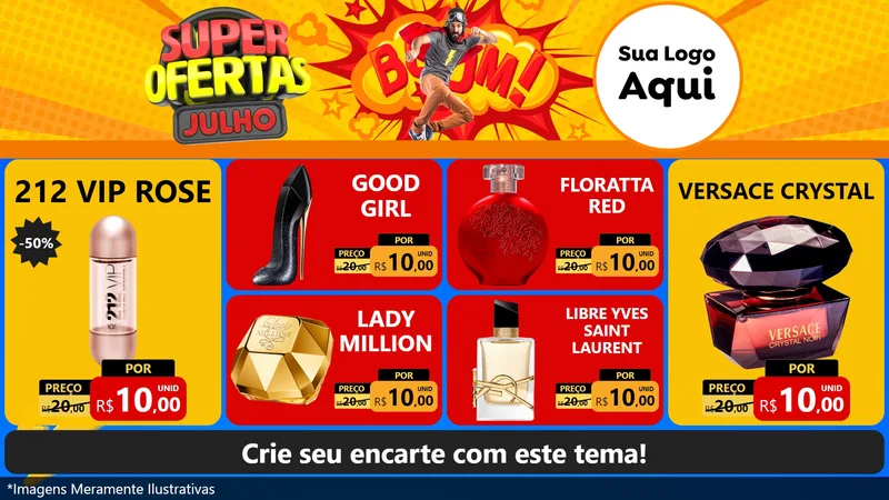 Modelo de TV para TV Horizontal com o tema Super Ofertas Julho para Perfumes