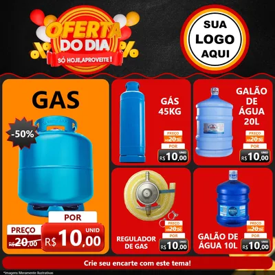 Modelo de Rede Social para Feed Facebook com o tema Oferta do Dia - Só hoje, Aproveite! para Água e gás