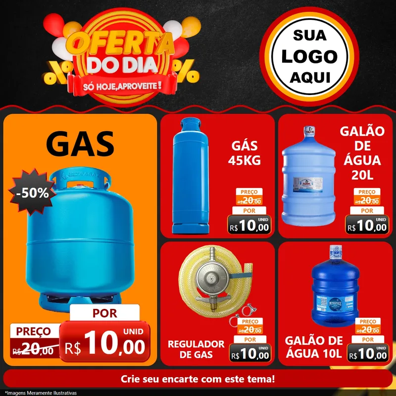 Modelo de Rede Social para Feed Facebook com o tema Oferta do Dia - Só hoje, Aproveite! para Água e gás