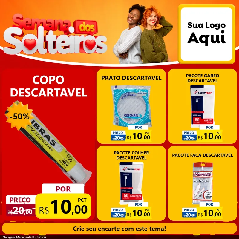 Modelo de Rede Social para Feed Facebook com o tema Semana dos Solteiros para Embalagens