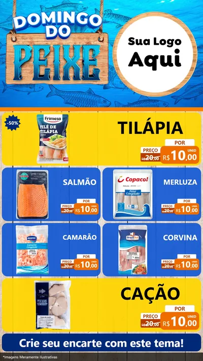 Modelo de TV para TV Vertical com o tema Domingo do Peixe para Peixaria