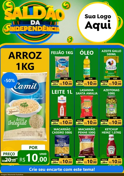 Modelo de Encarte para Encarte A4 Vertical com o tema Saldão da Indepêndencia para Supermercado