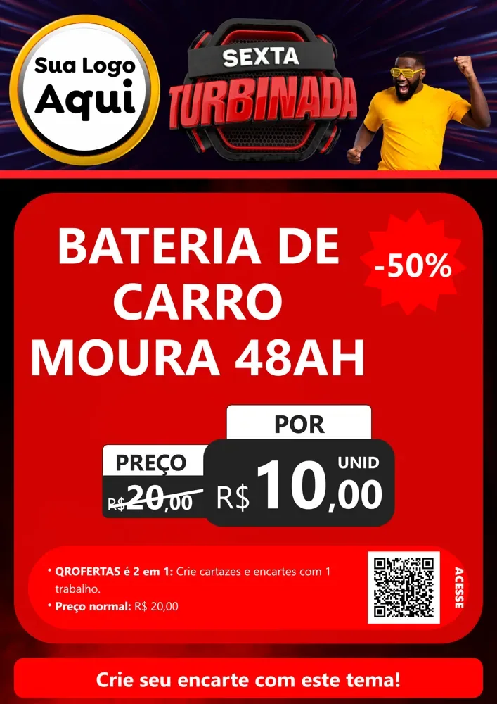 Modelo de Cartaz para Cartaz A4 Vertical com o tema Sexta Turbinada para Baterias Elétricas