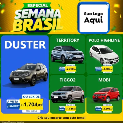 Modelo de Rede Social para Feed Facebook com o tema Especial Semana do Brasil para Concessionaria de Carros