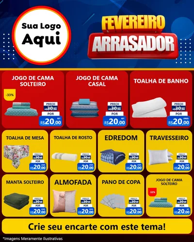Modelo de Rede Social para Feed Instagram com o tema Fevereiro Arrasador para Cama, Mesa e Banho
