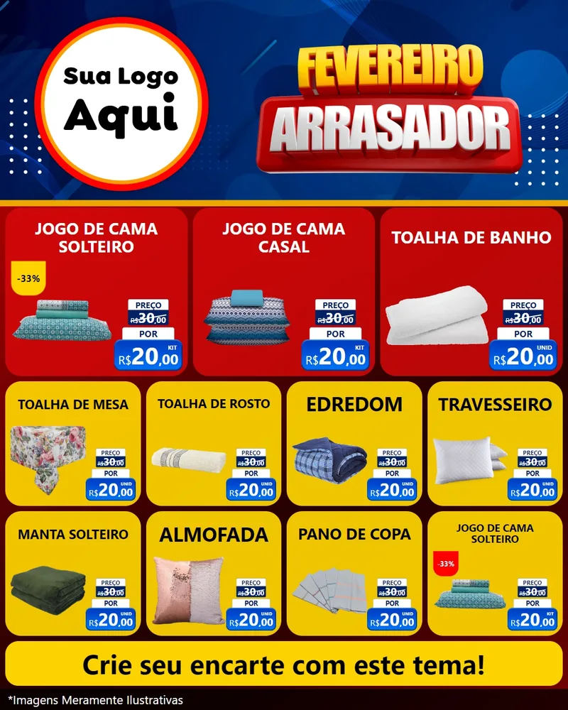 Modelo de Rede Social para Feed Instagram com o tema Fevereiro Arrasador para Cama, Mesa e Banho