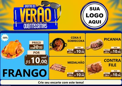 Modelo de Encarte para Encarte A4 Horizontal com o tema Ofertas de Verão Quentíssimas para Assados