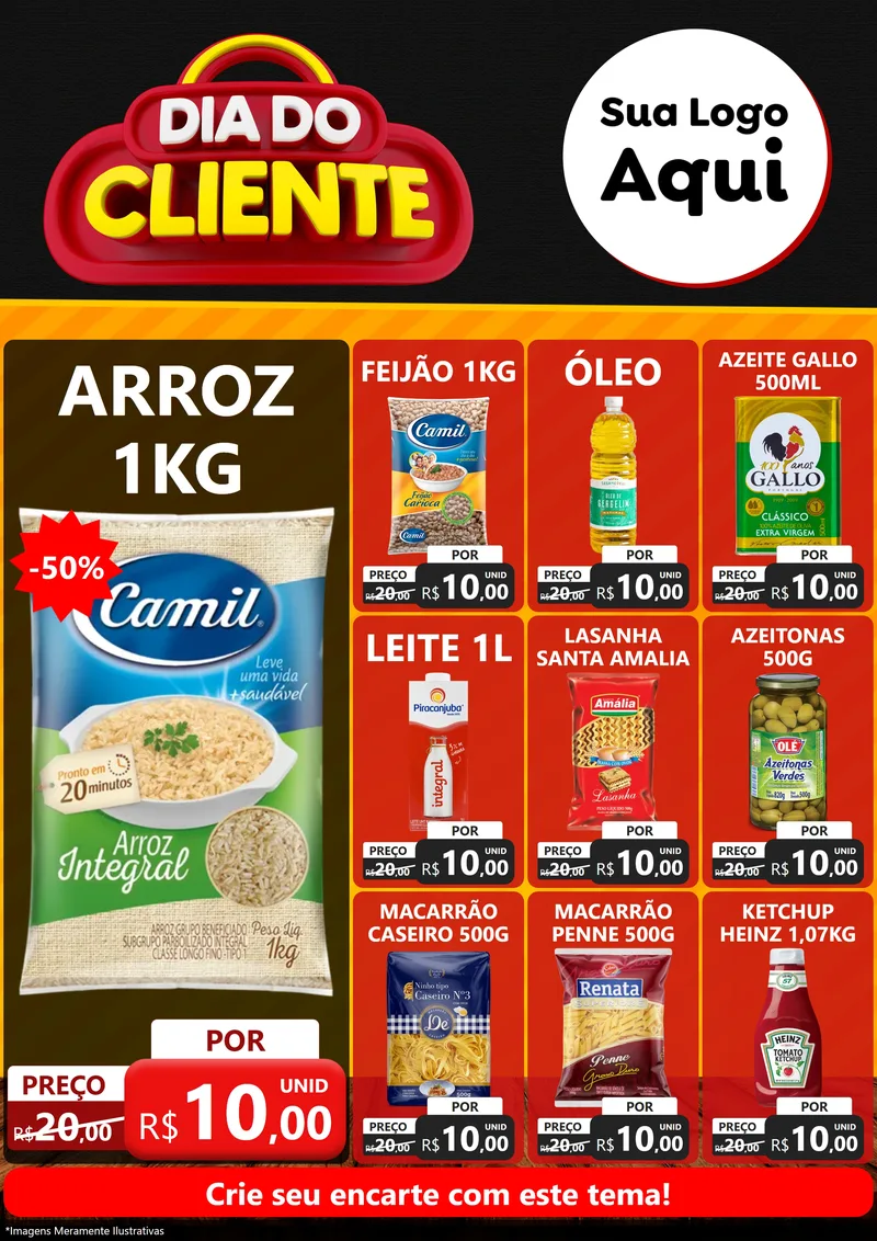 Modelo de Encarte para Encarte A4 Vertical com o tema Dia do Cliente para Supermercado