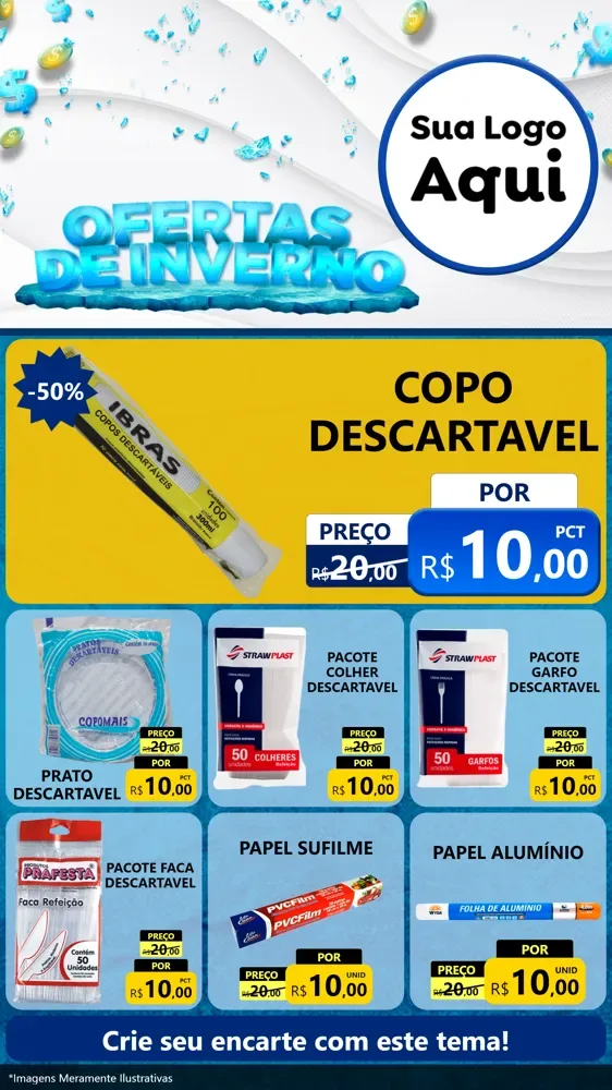 Modelo de Rede Social para Stories com o tema Ofertas de Inverno para Embalagens