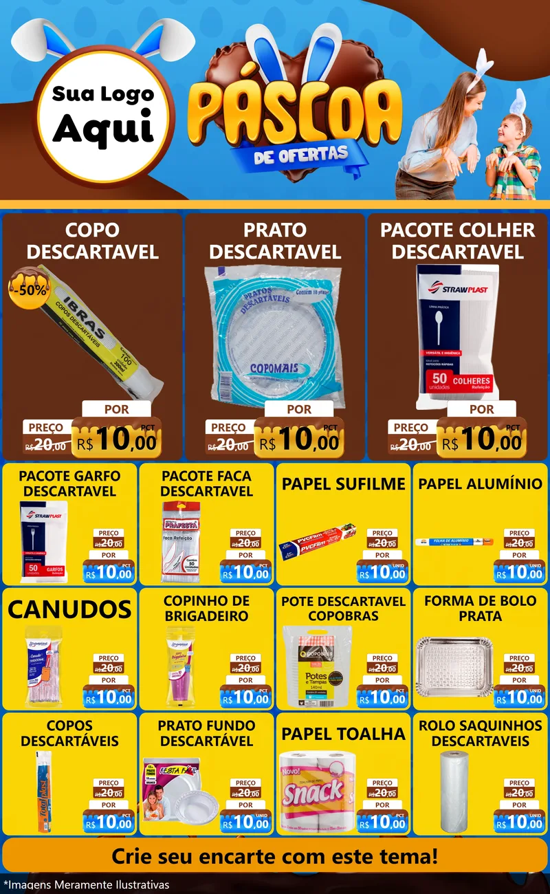 Modelo de Encarte para Encarte Grande com o tema Páscoa de Ofertas para Embalagens