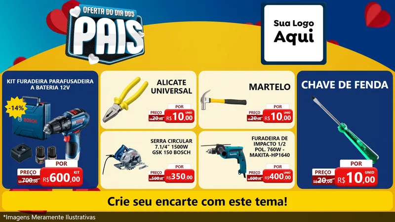Modelo de TV para TV Horizontal com o tema Oferta Do Dia Dos Pais para Maquinas e Ferramentas