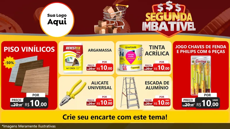 Modelo de TV para TV Horizontal com o tema Segunda Imbatível para Material para Construção