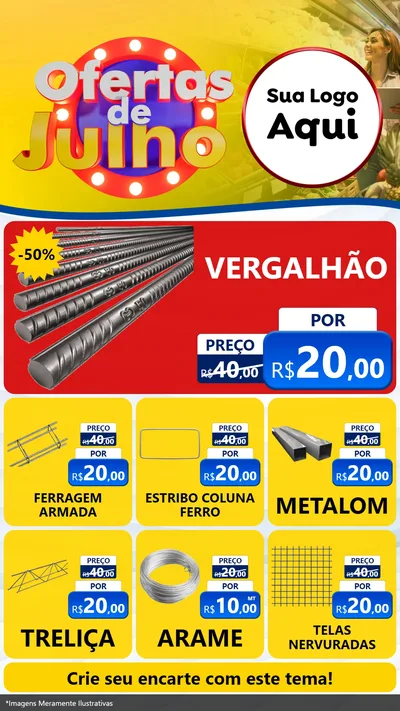 Modelo de Rede Social para Stories com o tema Ofertas de Julho para Ferragens