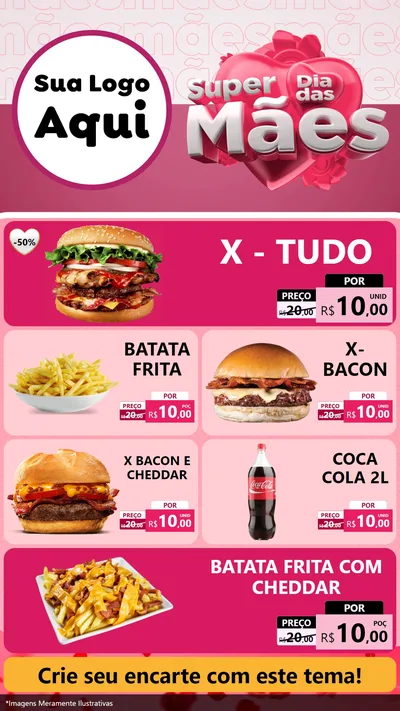Modelo de TV para TV Vertical com o tema Super Dia Das Mães para Hamburgueria