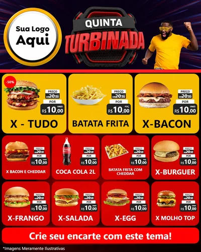 Modelo de Rede Social para Feed Instagram com o tema Quinta Turbinada para Hamburgueria