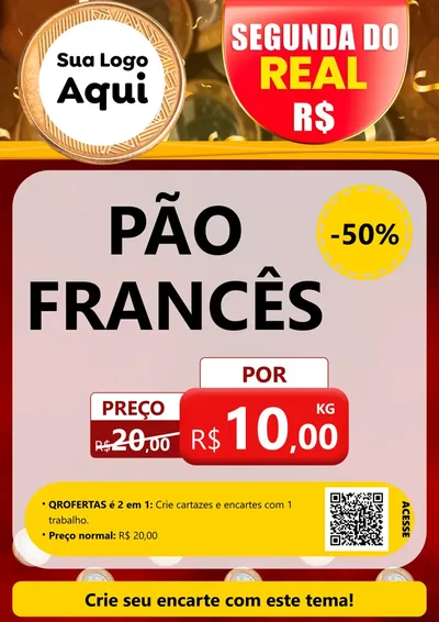 Modelo de Cartaz para Cartaz A4 Vertical com o tema Segunda do Real para Padaria