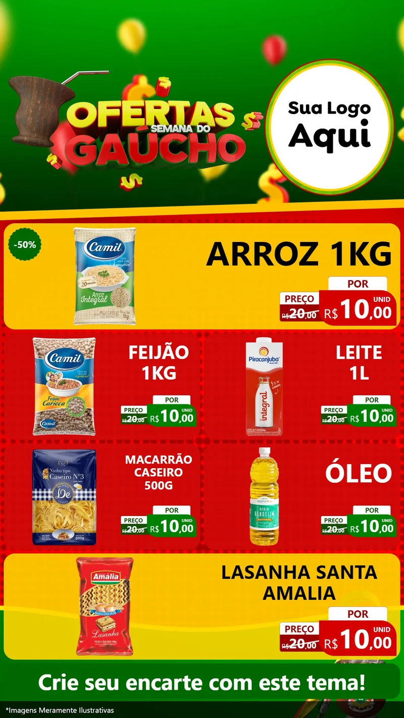 Modelo de TV para TV Vertical com o tema Ofertas Semana Do Gaúcho para Supermercado