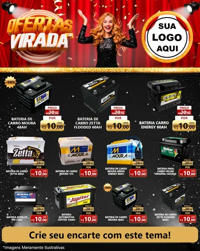 Modelo de Rede Social para Feed Instagram com o tema Ofertas da Virada para Baterias Elétricas