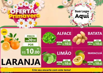 Modelo de Encarte para Encarte A4 Horizontal com o tema Ofertas de Primavera para Hortifrúti