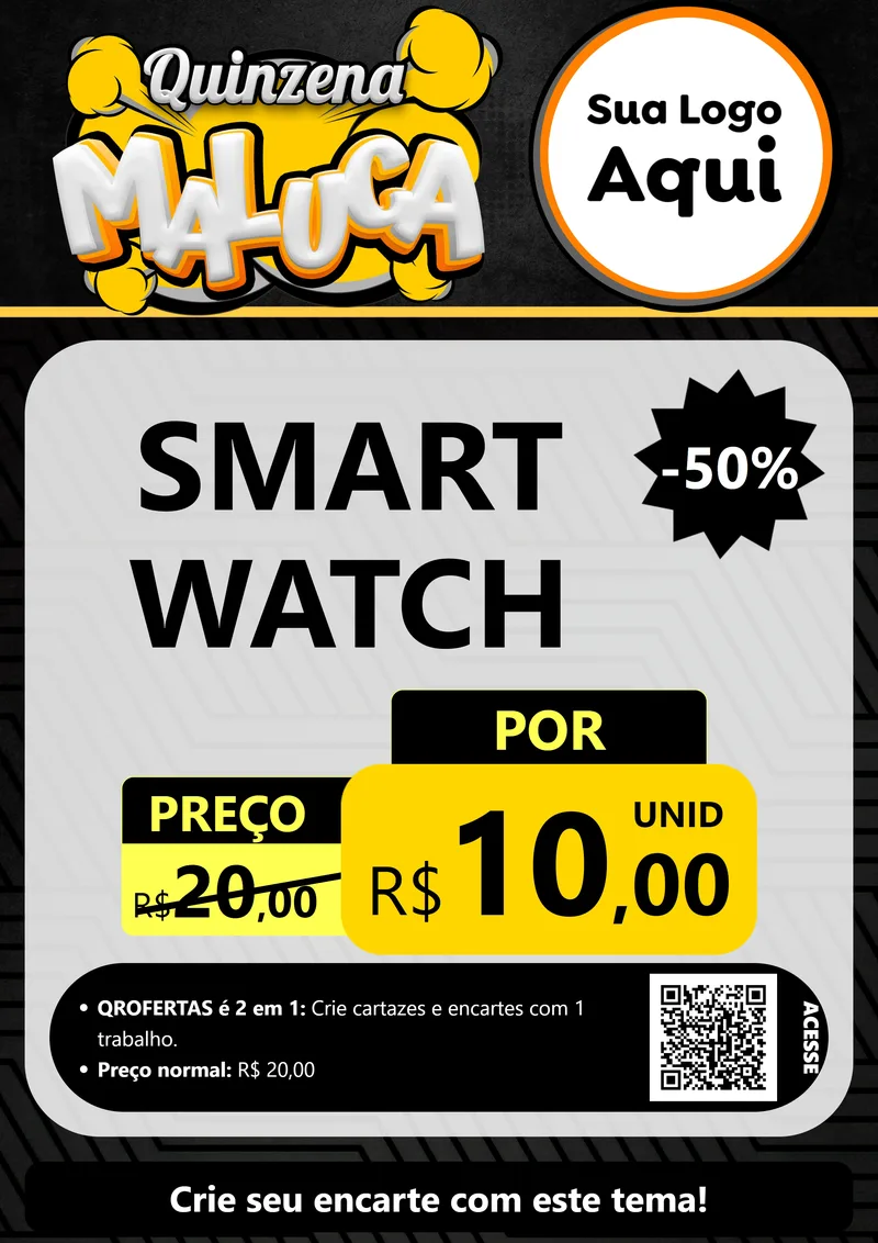 Modelo de Cartaz para Cartaz A4 Vertical com o tema Quinzena Maluca para Informática