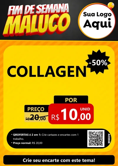 Modelo de Cartaz para Cartaz A4 Vertical com o tema Final de Semana Maluco para Suplementos alimentares
