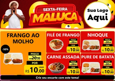 Modelo de Encarte para Encarte A4 Horizontal com o tema Sexta-feira Maluca para Restaurante