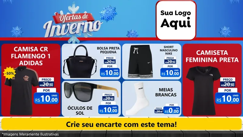 Modelo de TV para TV Horizontal com o tema Ofertas de Inverno para Roupas e acessórios