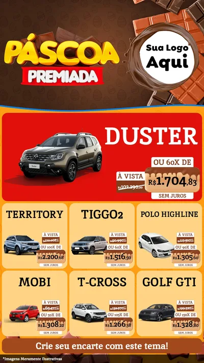 Modelo de Rede Social para Stories com o tema Páscoa Premiada para Concessionaria de Carros