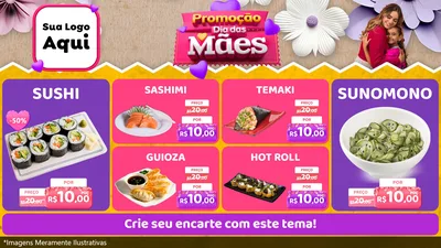 Modelo de TV para TV Horizontal com o tema Promoção Dia das Mães para Comida japonesa