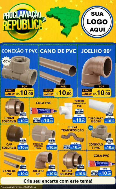 Modelo de Encarte para Encarte Grande com o tema Proclamação da República para Tubos e conexões