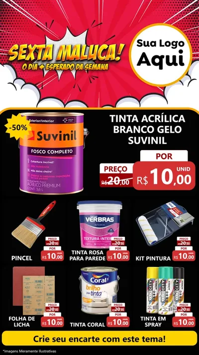Modelo de Rede Social para Stories com o tema Sexta Maluca! para Tintas e Ferramentas