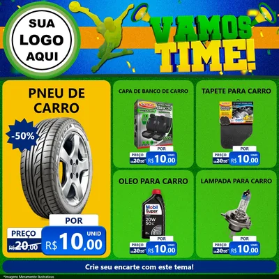 Modelo de Rede Social para Feed Facebook com o tema Vamos Time! para Auto peças