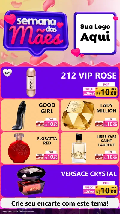 Modelo de TV para TV Vertical com o tema Semana das Mães para Perfumes