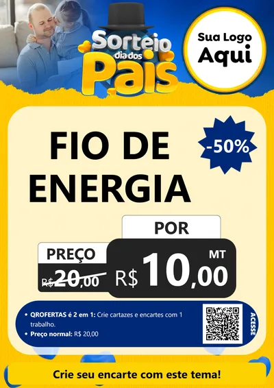 Modelo de Cartaz para Cartaz A4 Vertical com o tema Sorteio Dia Dos Pais para Materiais Elétricos