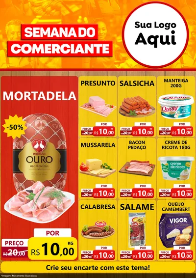 Modelo de Encarte para Encarte A4 Vertical com o tema Semana do Comerciante para Frios e Laticínios
