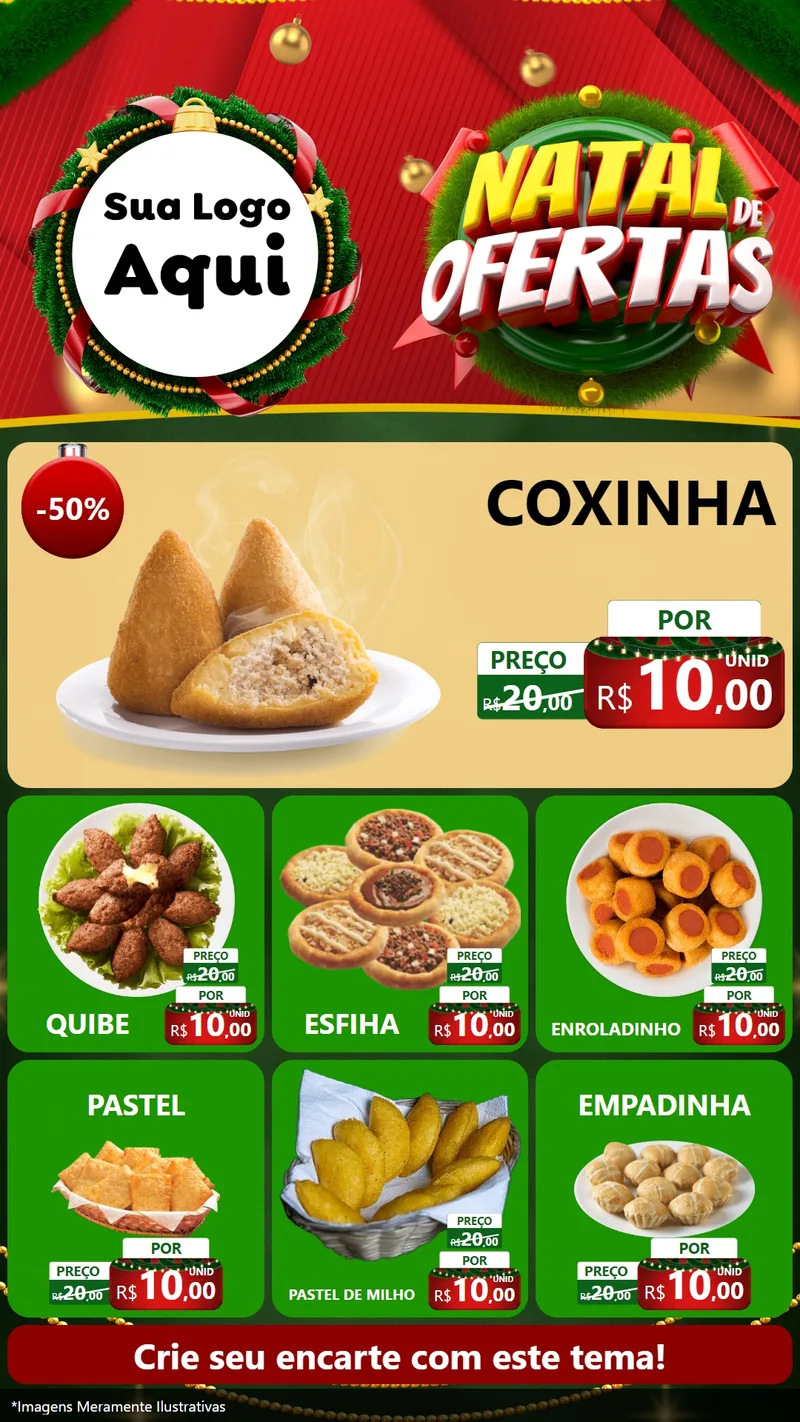 Modelo de Rede Social para Stories com o tema Natal de Ofertas para Salgadaria